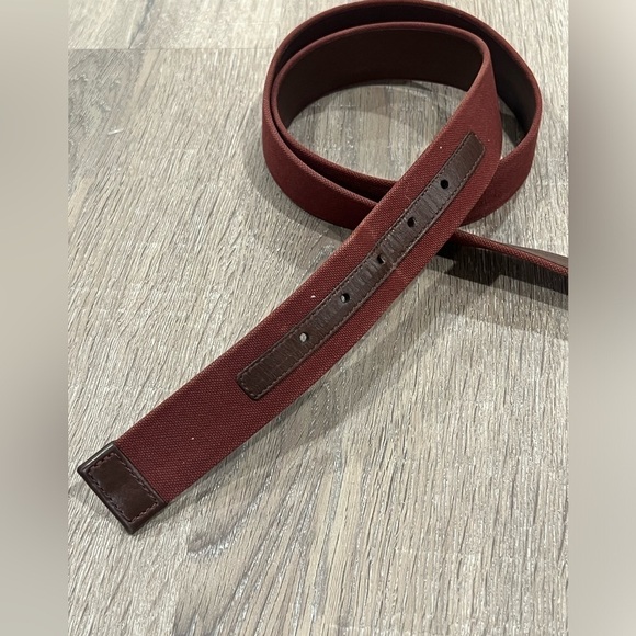 Brioni Size 44 Handmade in Italy Wine Burgundy Solid Brass Buckle Lux Belt EUC - Picture 8 of 14